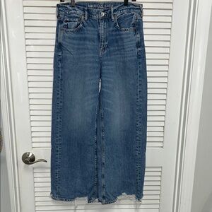 American Eagle Outfitters Women's Super High Rise Baggy Wide Leg Denim Jeans